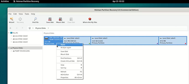 Hetman Partition Recovery: розділи Debian Hetman Partition Recovery: розділи Debian