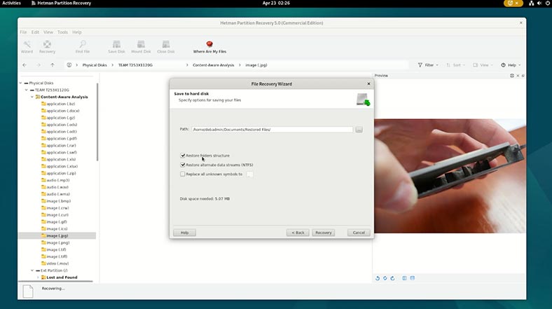 Hetman Partition Recovery: папку для збереження файлів Hetman Partition Recovery: папку для збереження файлів