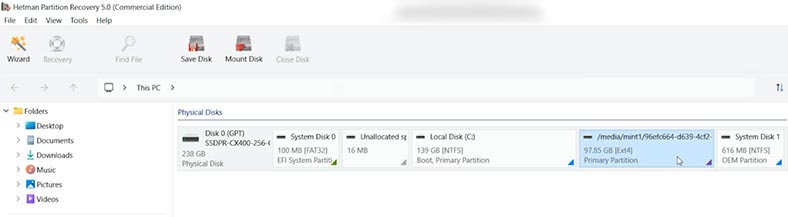 Hetman Partition Recovery: втрачений розділ Mint Hetman Partition Recovery: втрачений розділ Mint