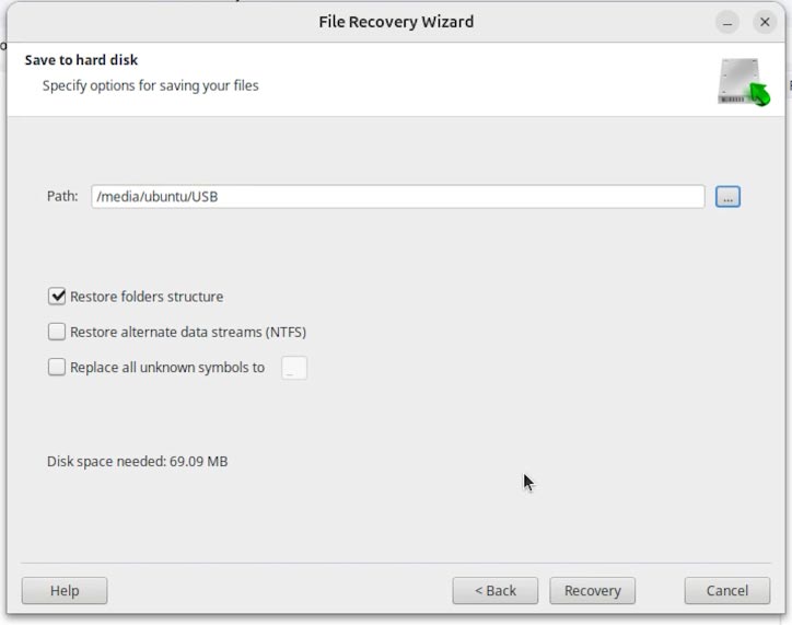 Hetman Partition Recovery: зберігати відновлювані файли на USB флешку