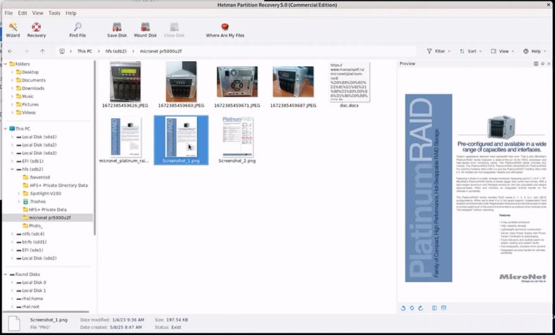 Hetman Partition Recovery: файли apfs/hfs+ диска