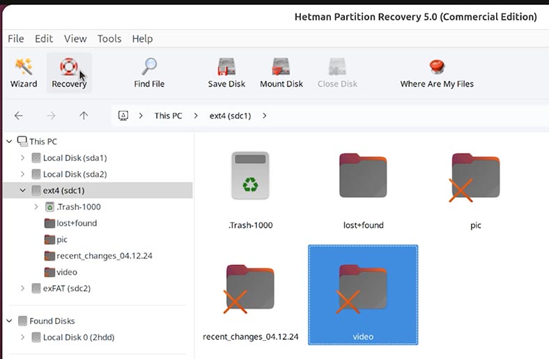 Hetman Partition Recovery: відновлення папки з відео файлами