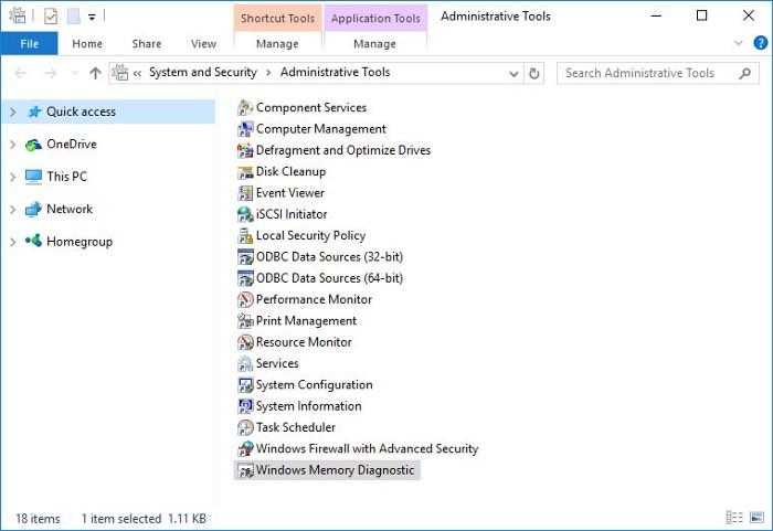 Start Windows Memory Diagnostic with Control Panel