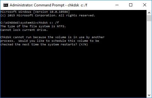 Check for Errors The Disk Where Windows Is Installed By Using The Command chkdsk c: /f
