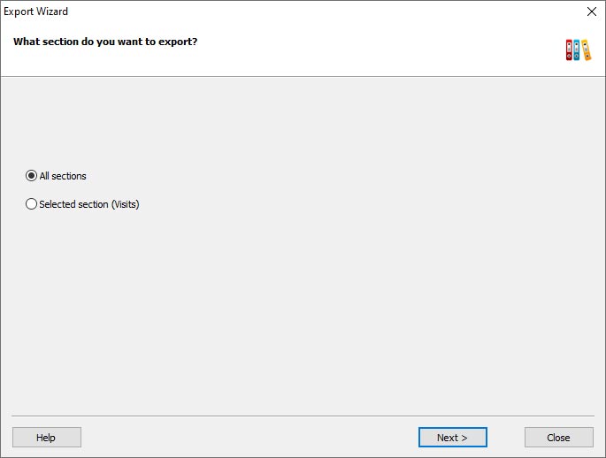 Select a section to export