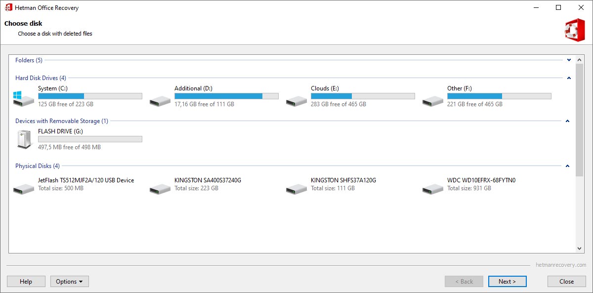 Silinen belgeleri kurtarmak için bir disk nasıl seçilir?