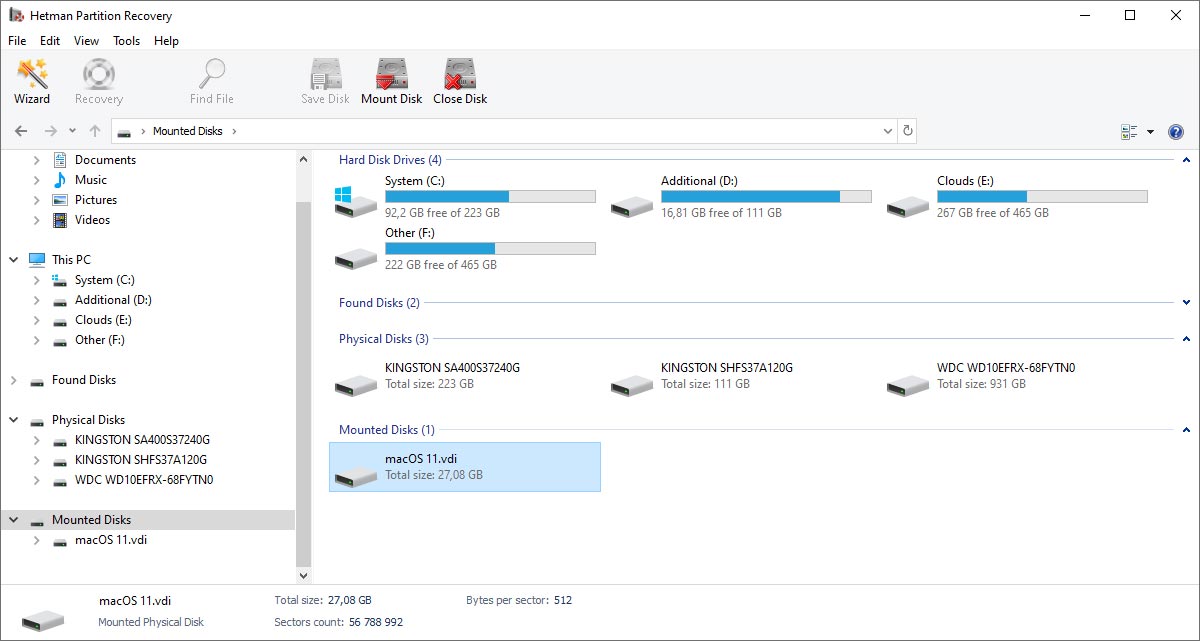 Restore data of a virtual hard disk (the hard disk of a virtual machine)