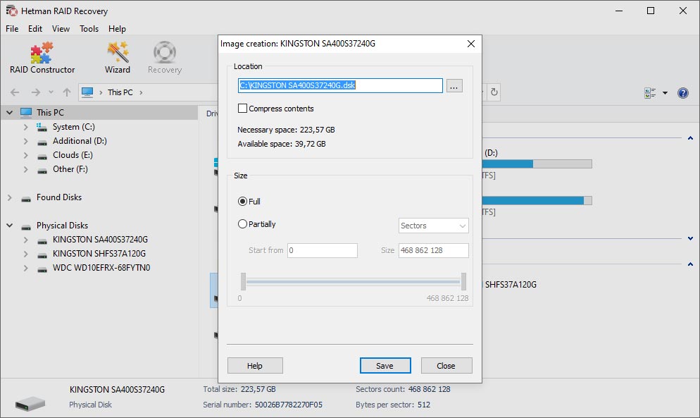 Creating and scanning a disk image