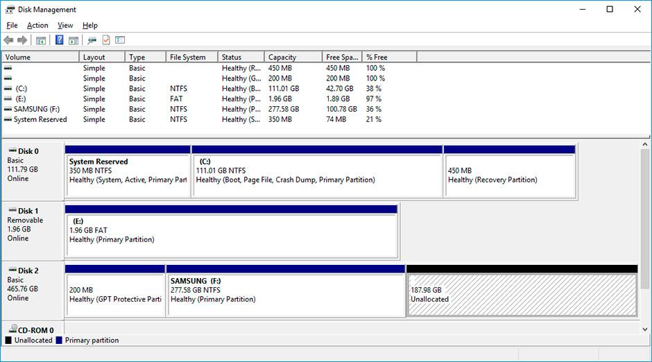 Disk Management Windows 10