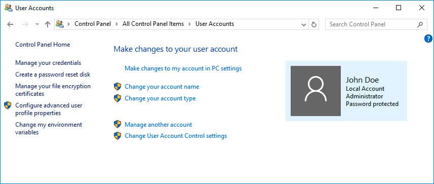 forgot password in windows 10 local account