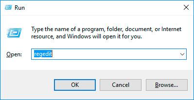 Command prompt Windows 10: regedit